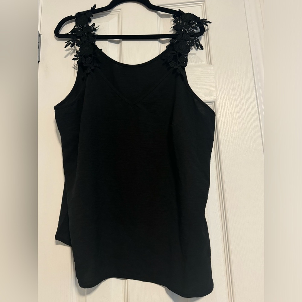 Lace Straps Black Sleeveless Top